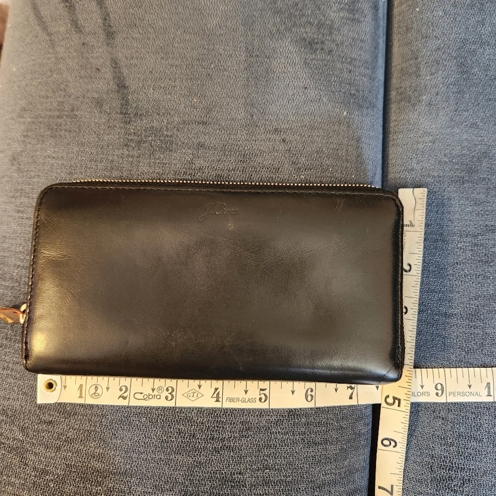 J. Crew Black Leather Continental Multipockets Wallet